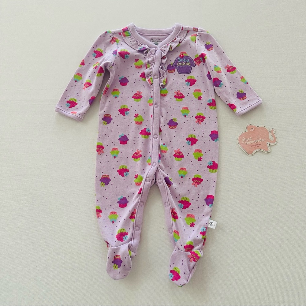 First moments 3 Months Baby Girl Cupcake Footie NWT